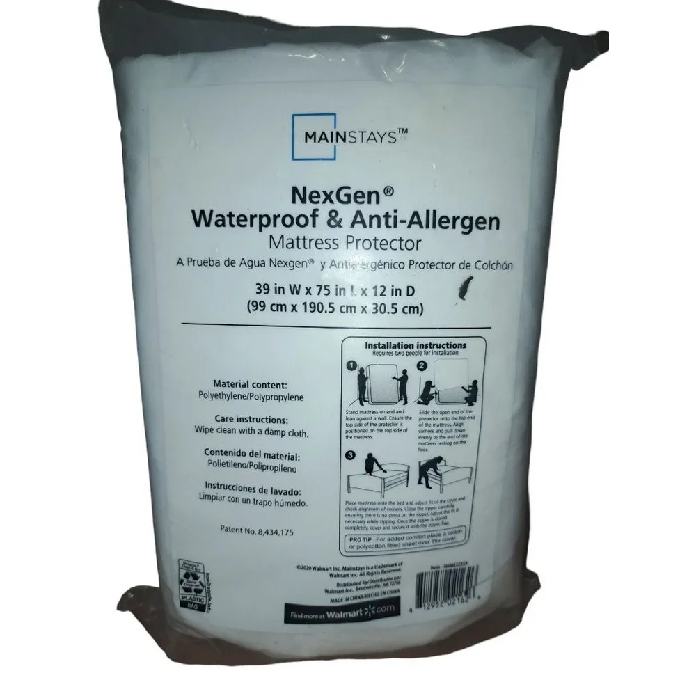 Mainstays Zippered NexGen Waterproof Allergy Relief Mattress Protector (Twin)